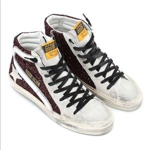 Golden Goose Slide Sneakers (BORDEAUX GLITTER/ICE STAR)